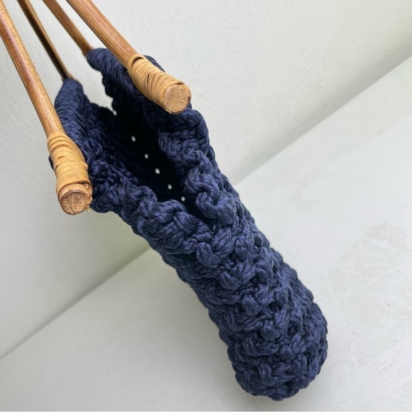 Handmade Bohemian Boho Minimalist Neutral Woven Macrame Shoulder bag Wood Handle - Picture 7 of 8